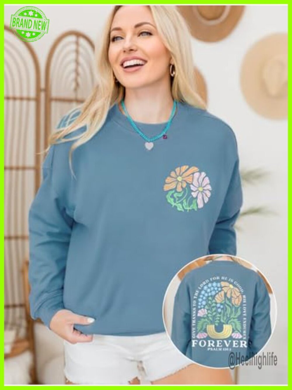 Christian Sweatshirt Jesus Faith Bible Verse Pullover Crewneck Women - Picture 3 of 5